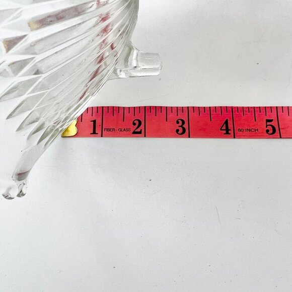 Vintage Clear Glass Footed Candy Dish With Scalloped Edge & Floral Design - Picture 6 of 6